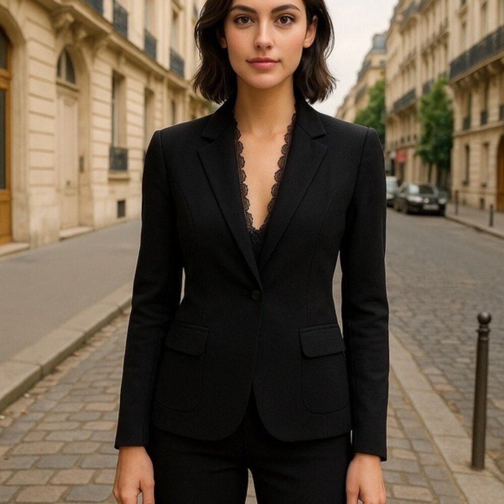 The Limited Black Tailored Blazer Lace Trim Size 2 | Quiet Luxury Y2K Chic - Picture 2 of 12